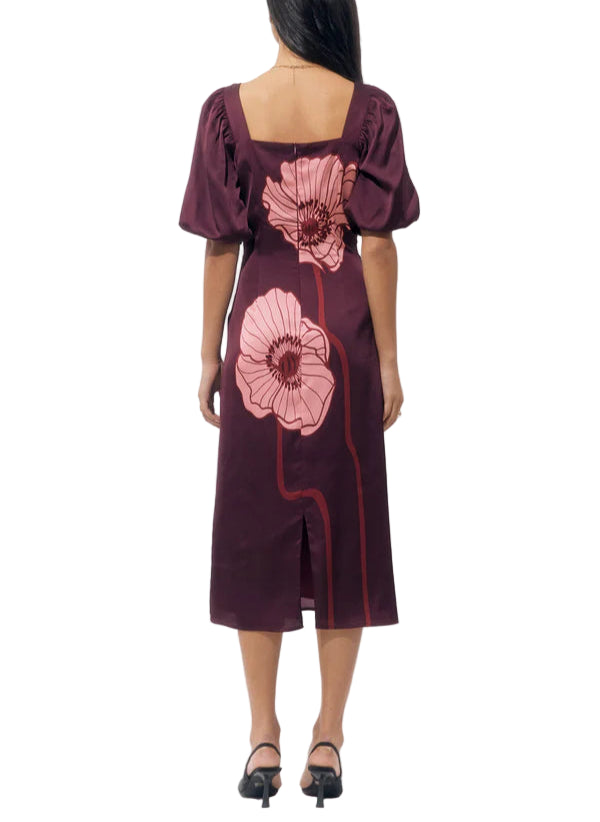 Alena Puff Sleeve Poppy Maxi Dress