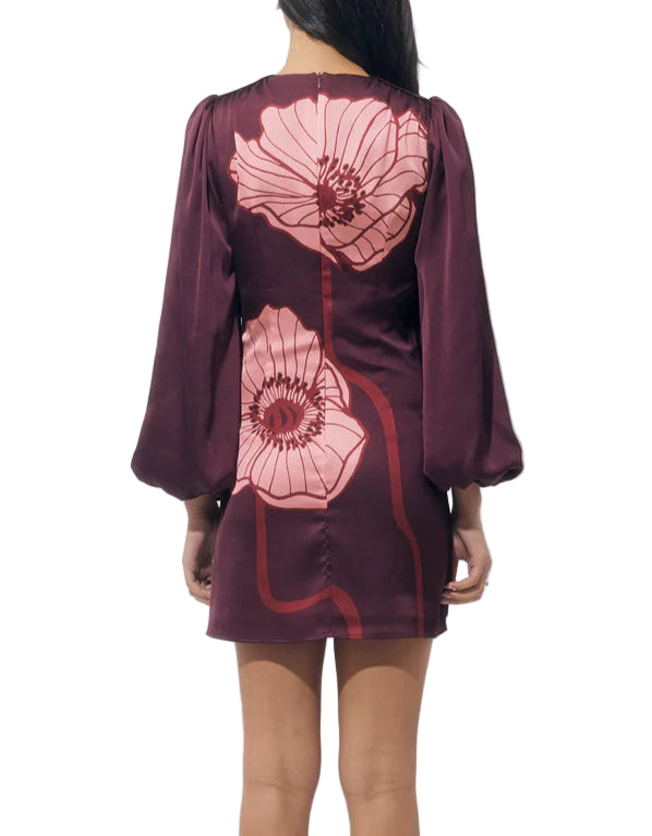 Juno Bubble Sleeve Poppy Mini Dress
