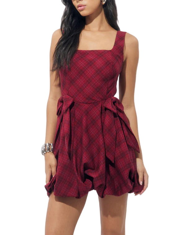 Ranata Plaid Bubble Mini Dress