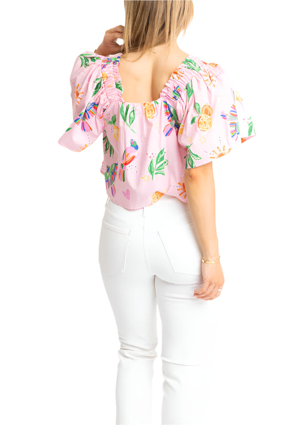 Toucan Fruit Square Neck Top