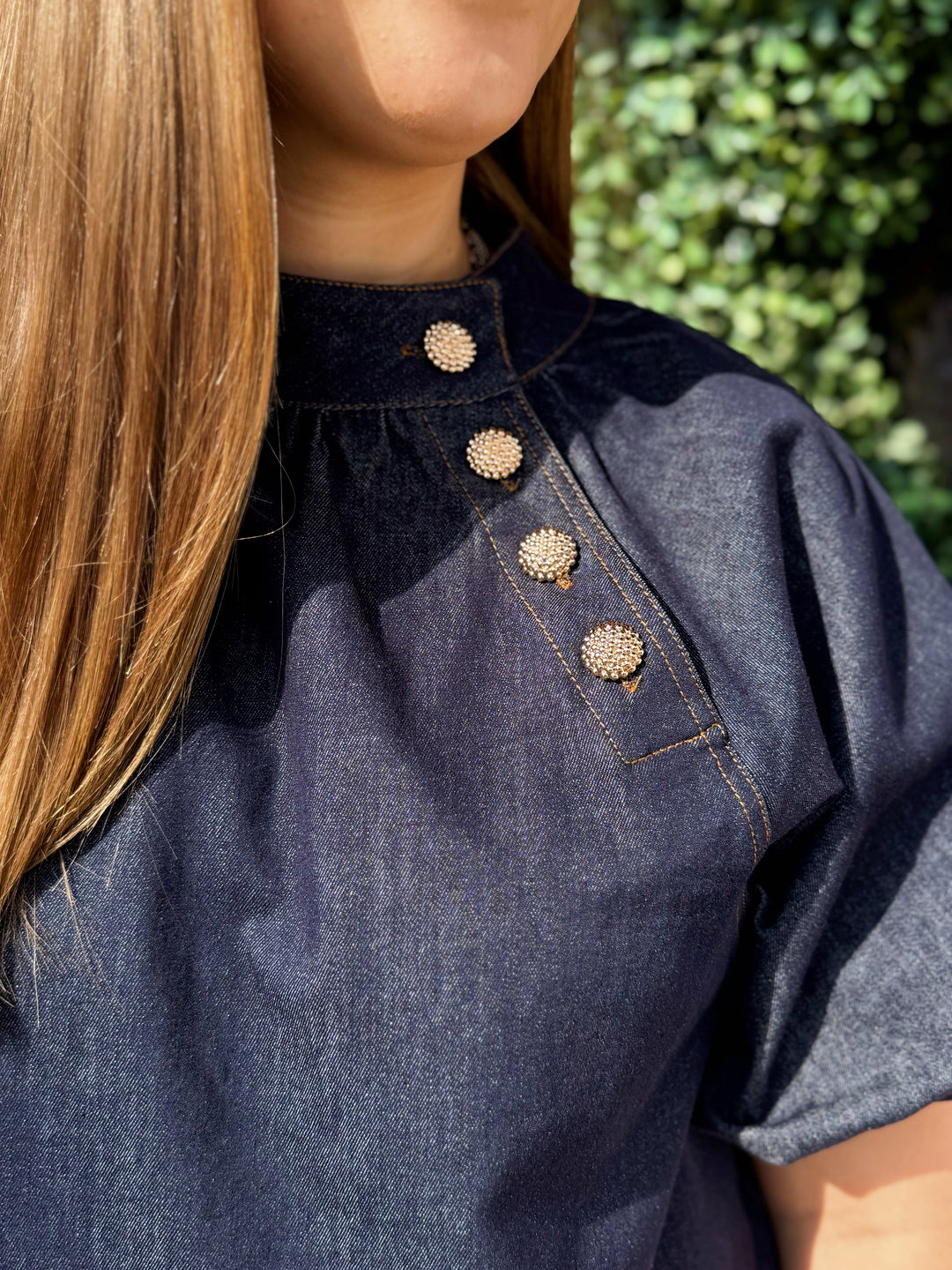 Hannah Puff Sleeve Denim Top
