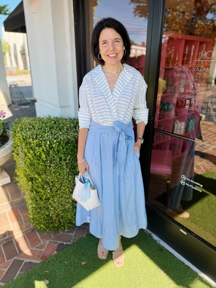 Johanna Midi Dress in Banana Stripe by Cartolina