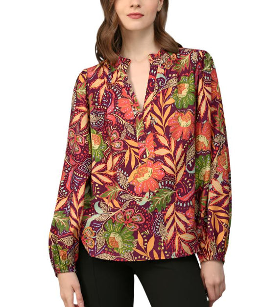 PRINT SPLIT NECK BLOUSE

83%RAYON 17%NYLON

