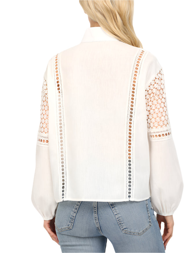 Eyelet Lace Trim Blouse