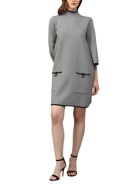 Knit Mock Neck Sweater Dress