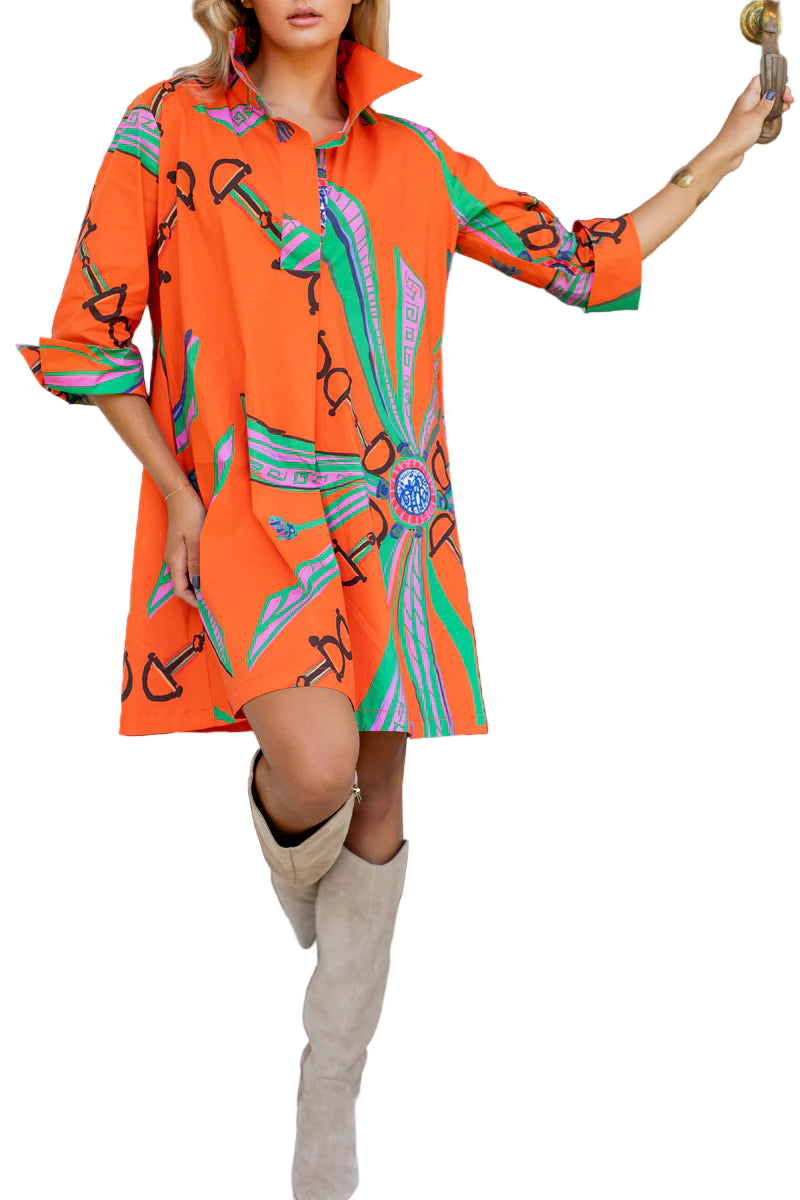 Orange Estate© is inspired by the luxe feel of a vintage, designer scarf.   It is the perfect tone of orange to highlight a classic equestrian vibe, with ribbons of pink and green tied in blue.  An original through and through. 