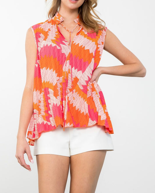 Felicity Sleeveless Pattern Print Top THML