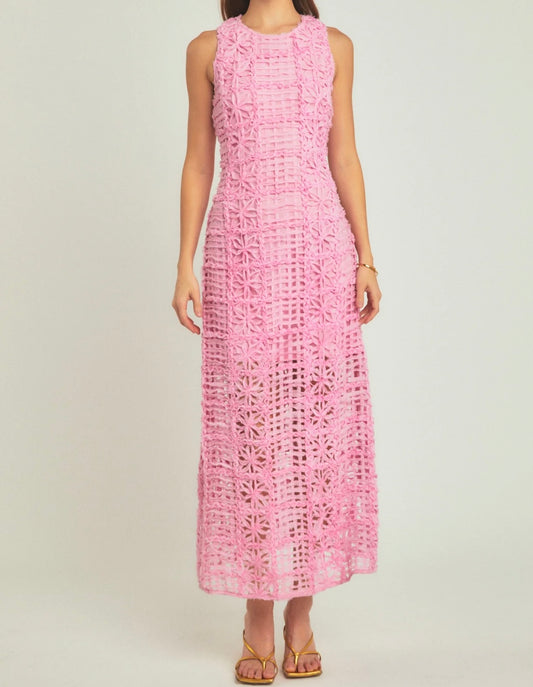 Ashley Pink Textured Sleeveless Maxi Dress