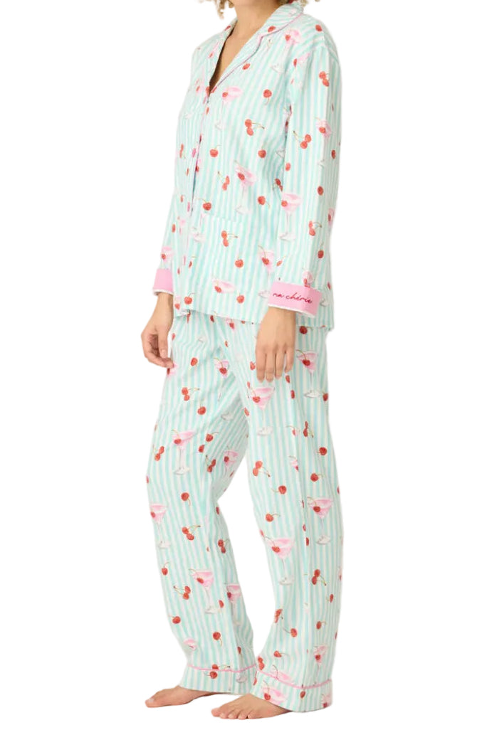 Ma Cherie Cherry Print 3-Piece Flannel PJ Set