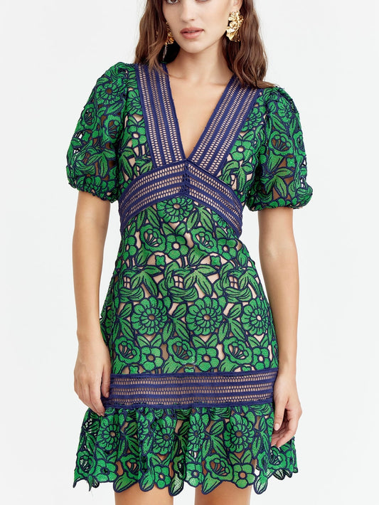 Adrian Lace Dress in Green Navy by adelyn rae