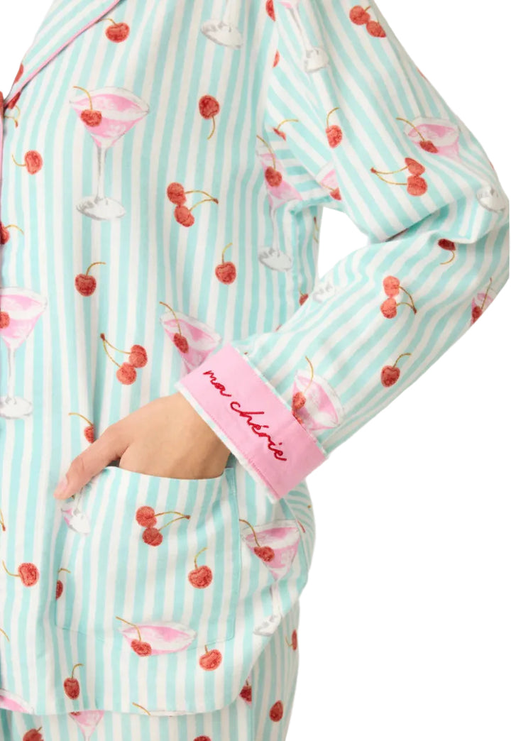 Ma Cherie Cherry Print 3-Piece Flannel PJ Set
