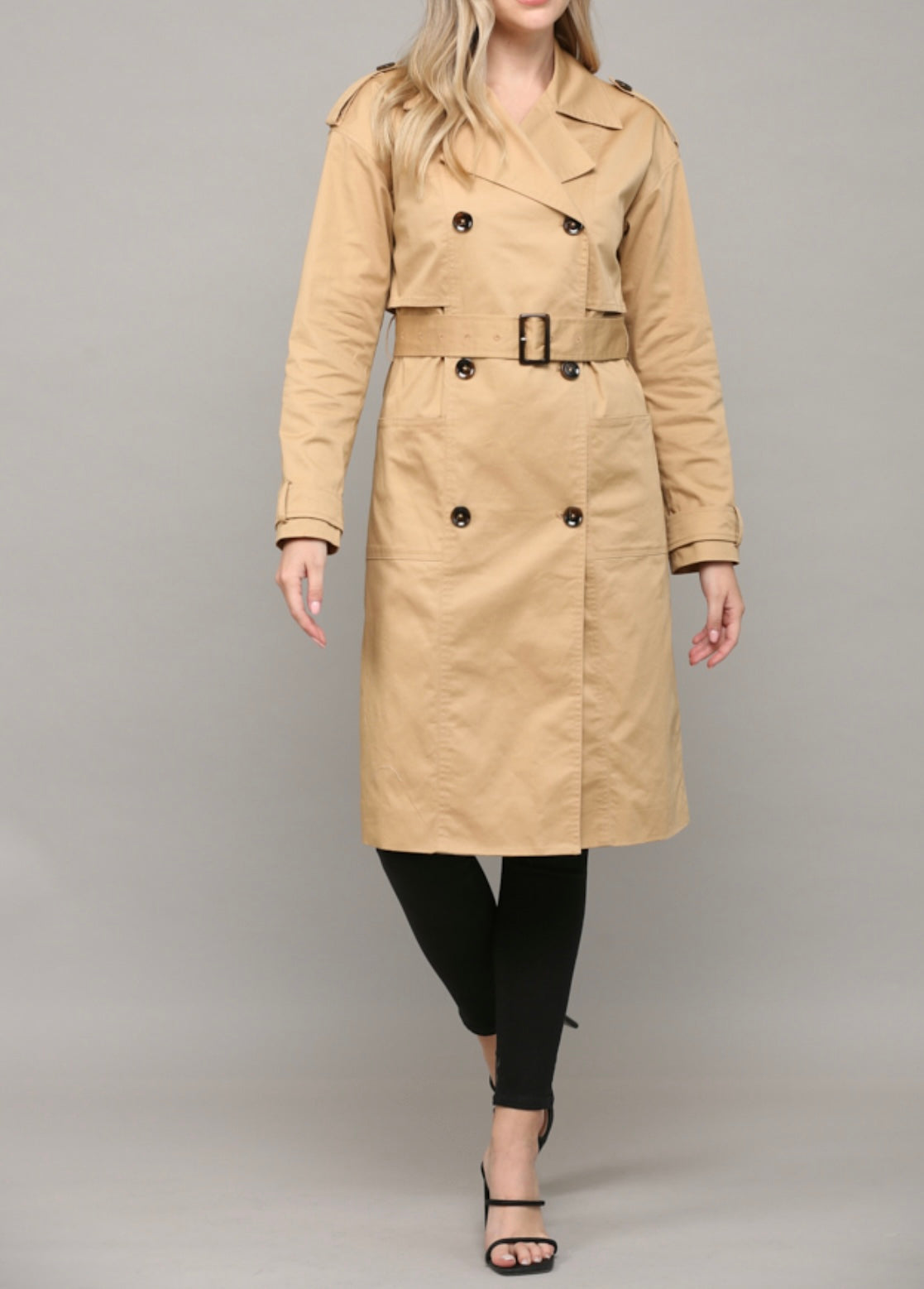 Edie Khaki Belted Trench Coat