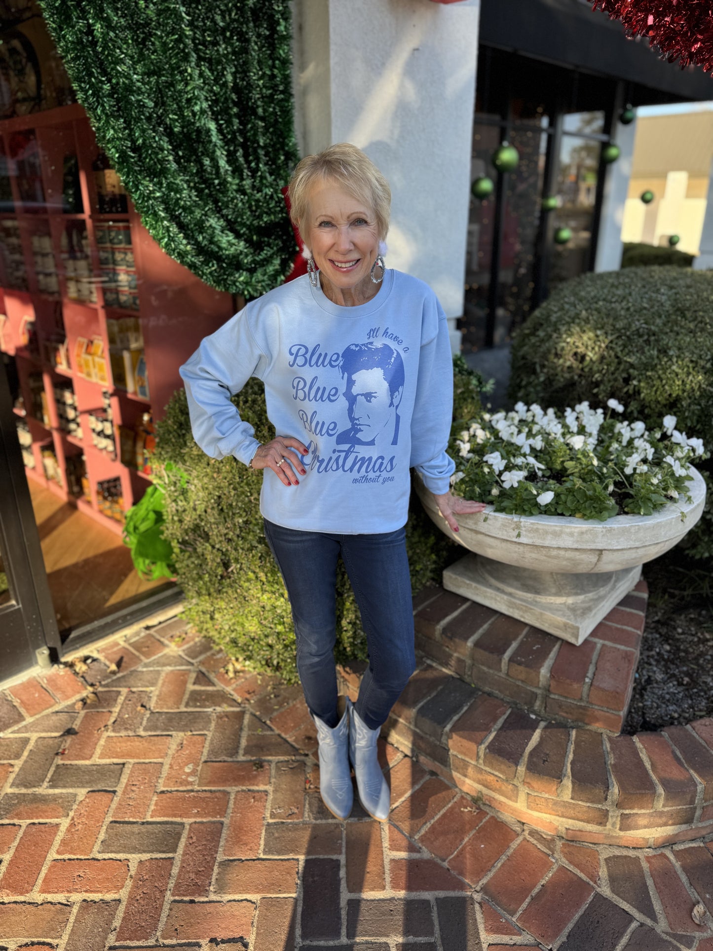 Elvis Blue Christmas Sweatshirt