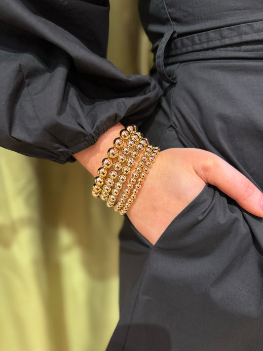 Gold Metal Beaded Bracelet Set