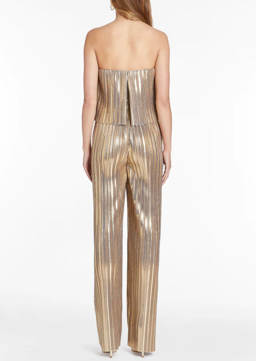 Collina Jumpsuit in Pleats by Amanda Uprichard, gold