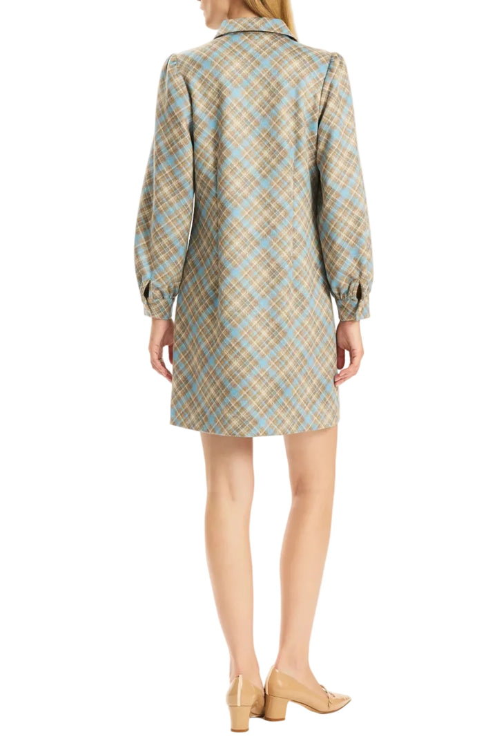 Back by popular demand, the Melanie Dress returns in a timeless diagonal plaid for fall. Crafted with a buttery-soft handfeel, this customer favorite features a point collar, exposed half-zip neckline, and an easy straight silhouette that’s as comfortable as it is polished. The versatile plaid pattern pairs effortlessly with loafers now and boots later, making it a piece you’ll reach for season after season.

Point collar with exposed half-zip placket
Long full sleeves with gathered shoulder
Wide cuffs with