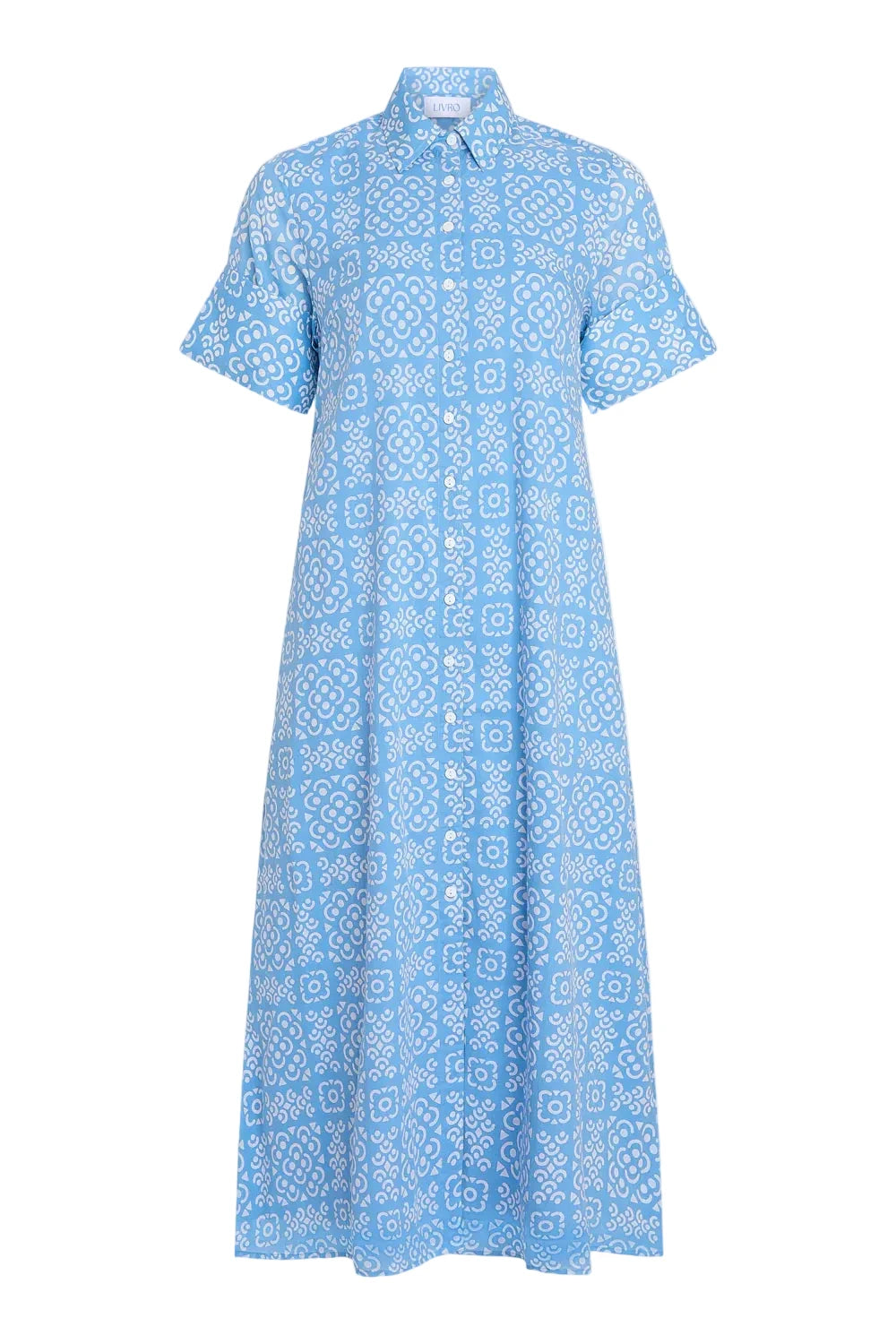 Our Gibbons Dress is a more tailored version of our classic shirt dress and is the perfect style for when you want to look effortlessly put-together. The folded sleeve, collar neckline and hidden pockets make this dress breezy and comfortable, but also formal and classic. Pair with loafers for a meeting with clients or chunky heels for dinner with the girls.

Short sleeve
Button front
Shirt collar
Pockets
100% cotton voile 
LIVRO is designed in Charleston and manufactured at the highest quality facility in 
