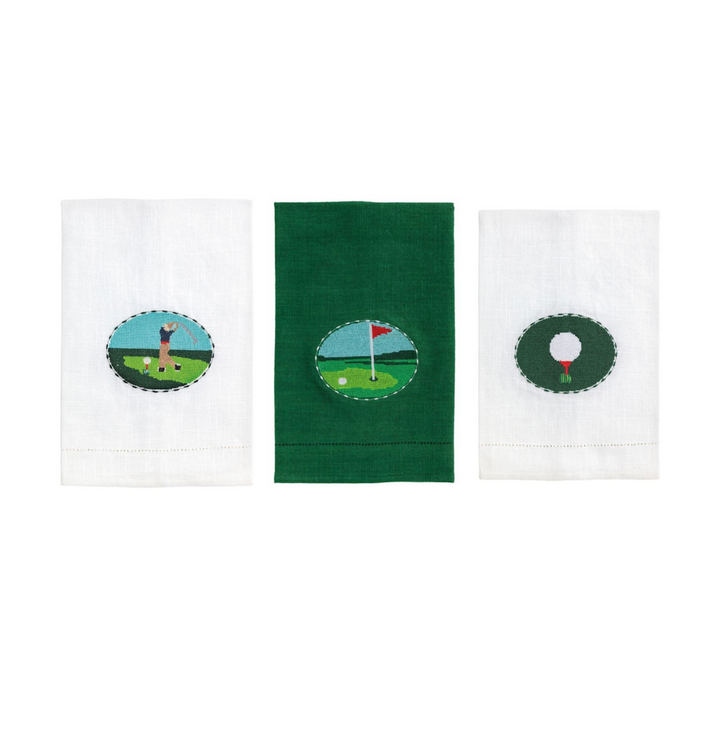 Golf Needlepoint Tea Towel - Pickering Boxwood