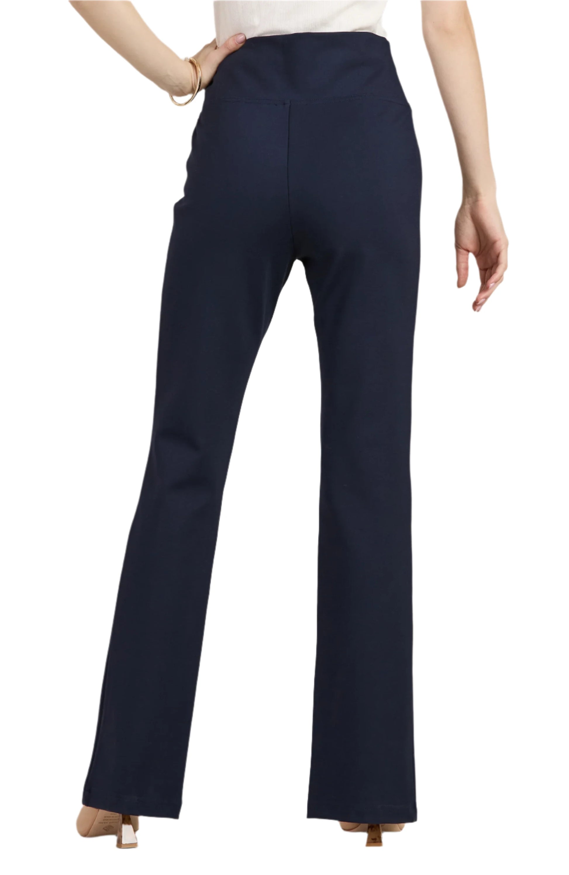 Margie Ponte Slit Front Pant in Navy by Tyler Boe