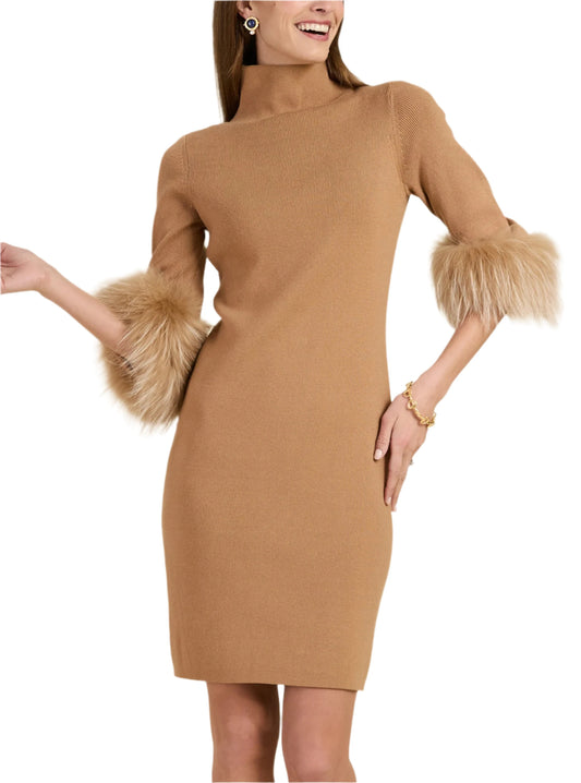 Sloane Fur Trimmed Knit Dress by Tyler Boe