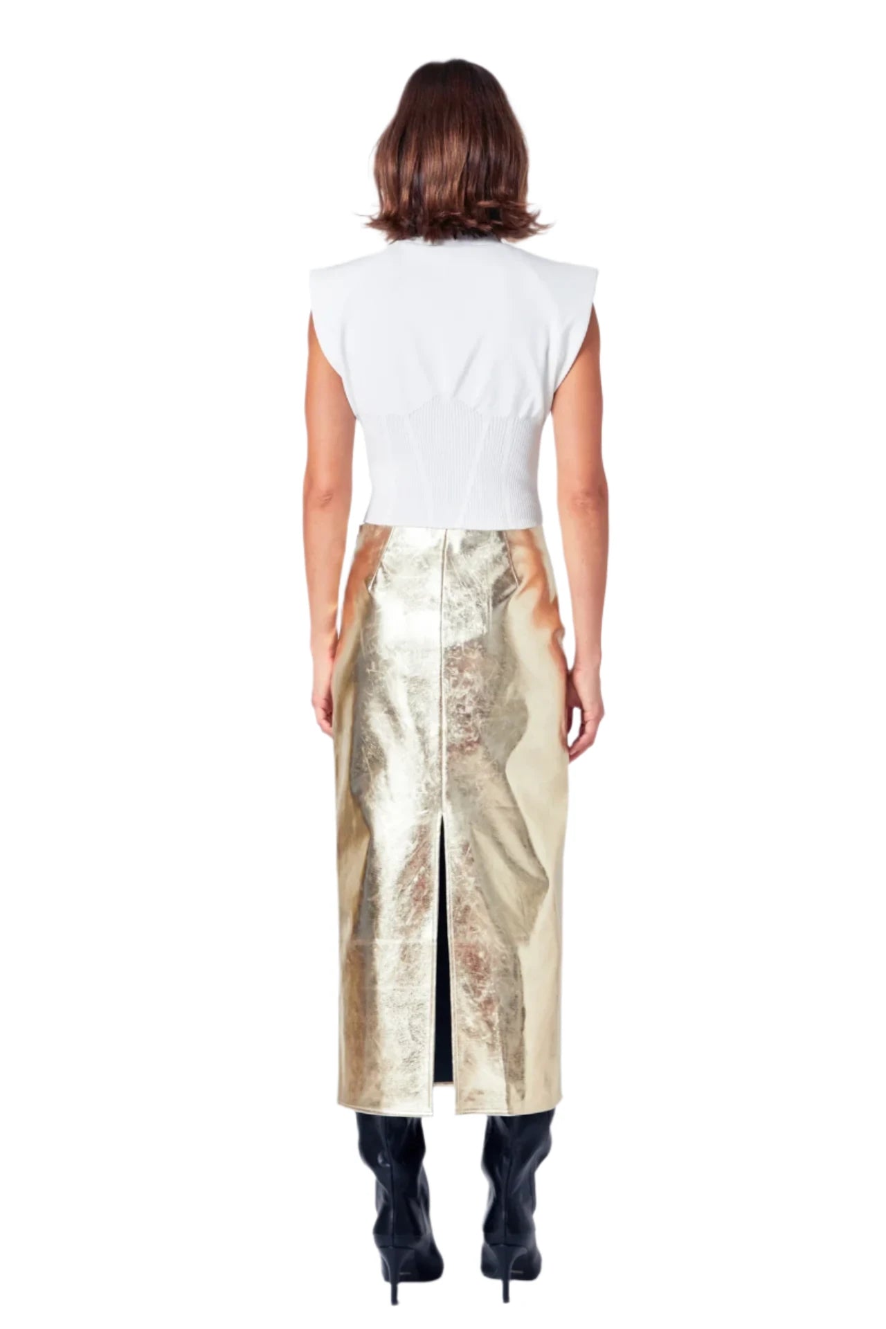 Foil Faux Leather Maxi Skirt