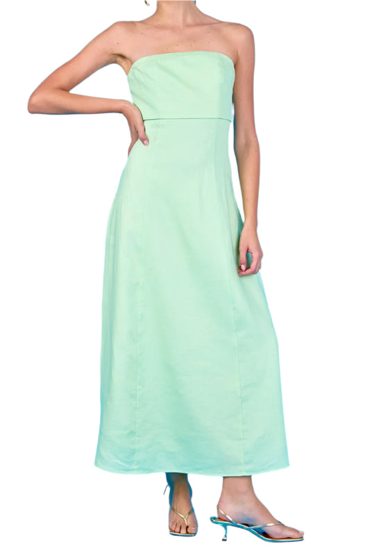 Lucia Strapless Linen Maxi Dress