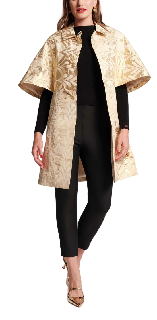 Roll out the red carpet, the Marvelous Jacket is back to make its dazzling arrival! The striking silhouette was a best-seller last year, and we've brought it back in a shimmering gold lurex finished with charming bows and perfectly tailored capelet sleeves. The topper you need for all your upcoming holiday engagements.