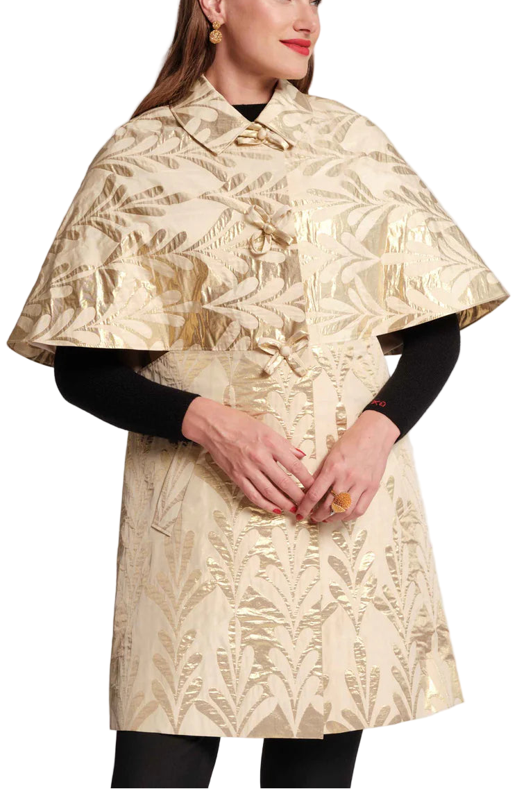 Roll out the red carpet, the Marvelous Jacket is back to make its dazzling arrival! The striking silhouette was a best-seller last year, and we've brought it back in a shimmering gold lurex finished with charming bows and perfectly tailored capelet sleeves. The topper you need for all your upcoming holiday engagements.