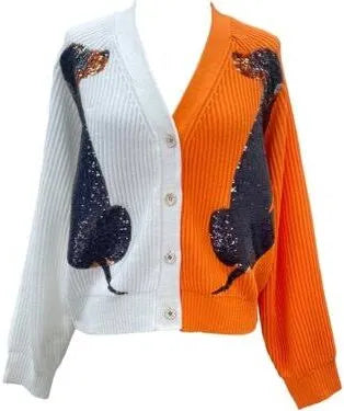 Tennessee Dog Cardigan in Orange & White by Queen of Sparkles