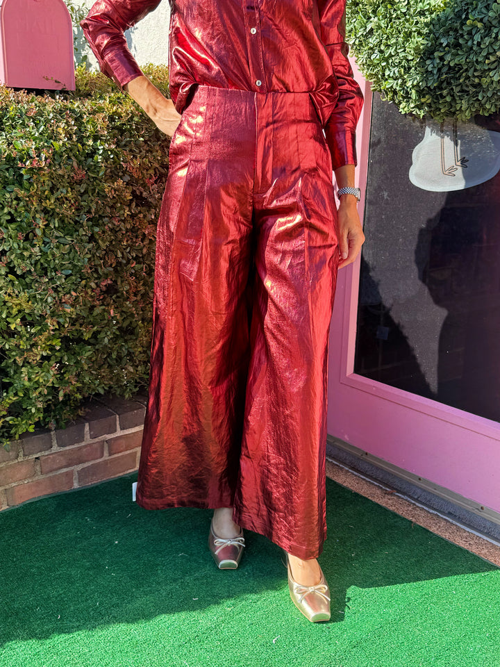 Culotte Pants in Metallic Cherry