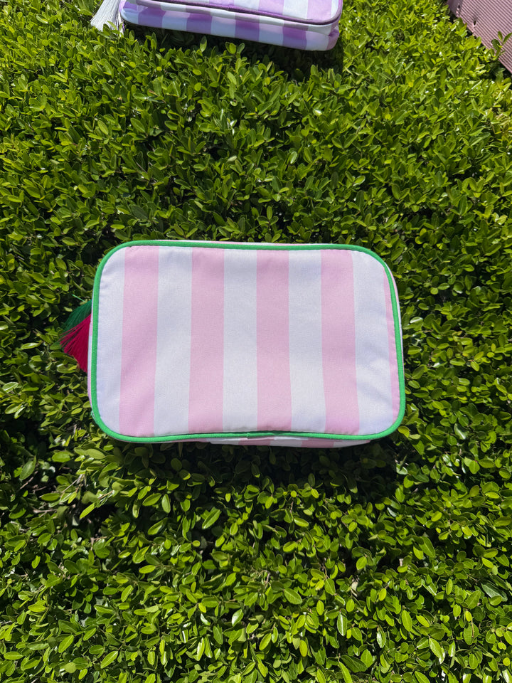 Striped Nylon Padded Pouch