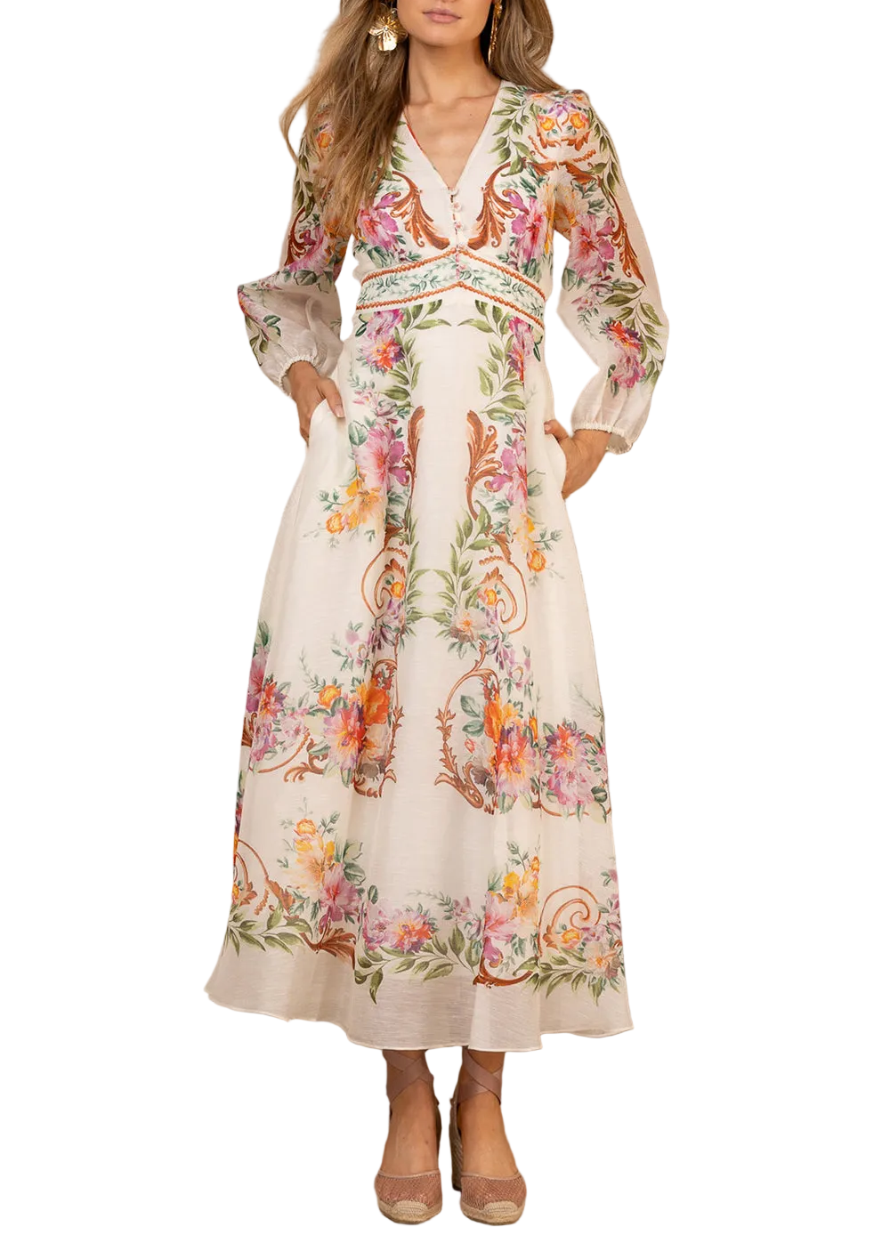 Frida Organza Maxi Dress by Hale Bob - Pickering Boxwood