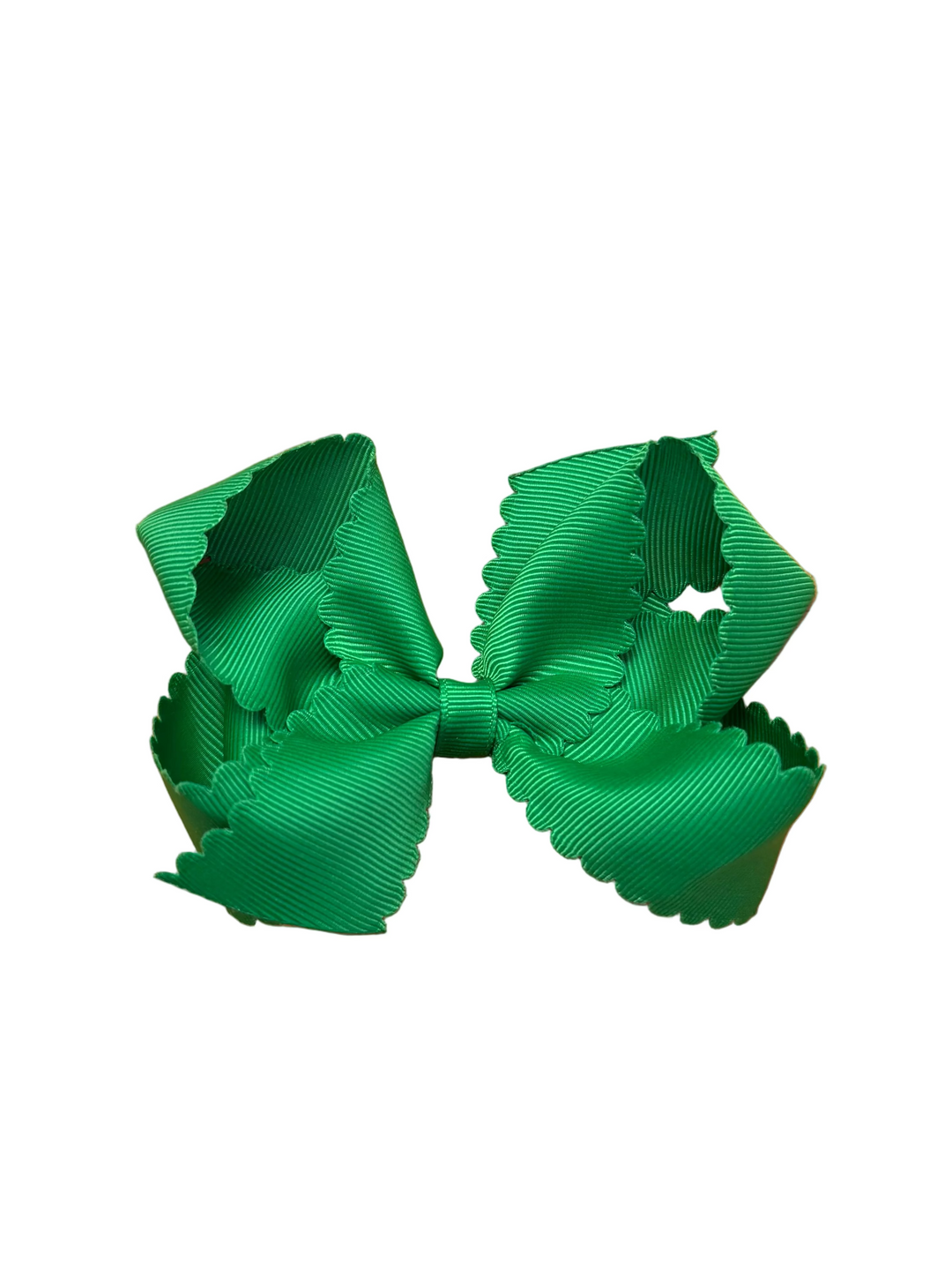 Medium Grosgrain Hair Bow with Scalloped Edge - Pickering Boxwood