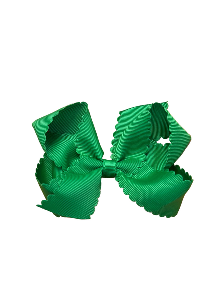 Medium Grosgrain Hair Bow with Scalloped Edge - Pickering Boxwood