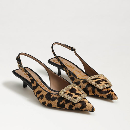 Kammie Slingback Pump in Tan Leo Print