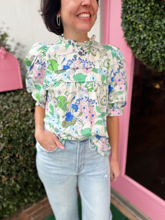 Kacie Floral Puff Sleeve Top