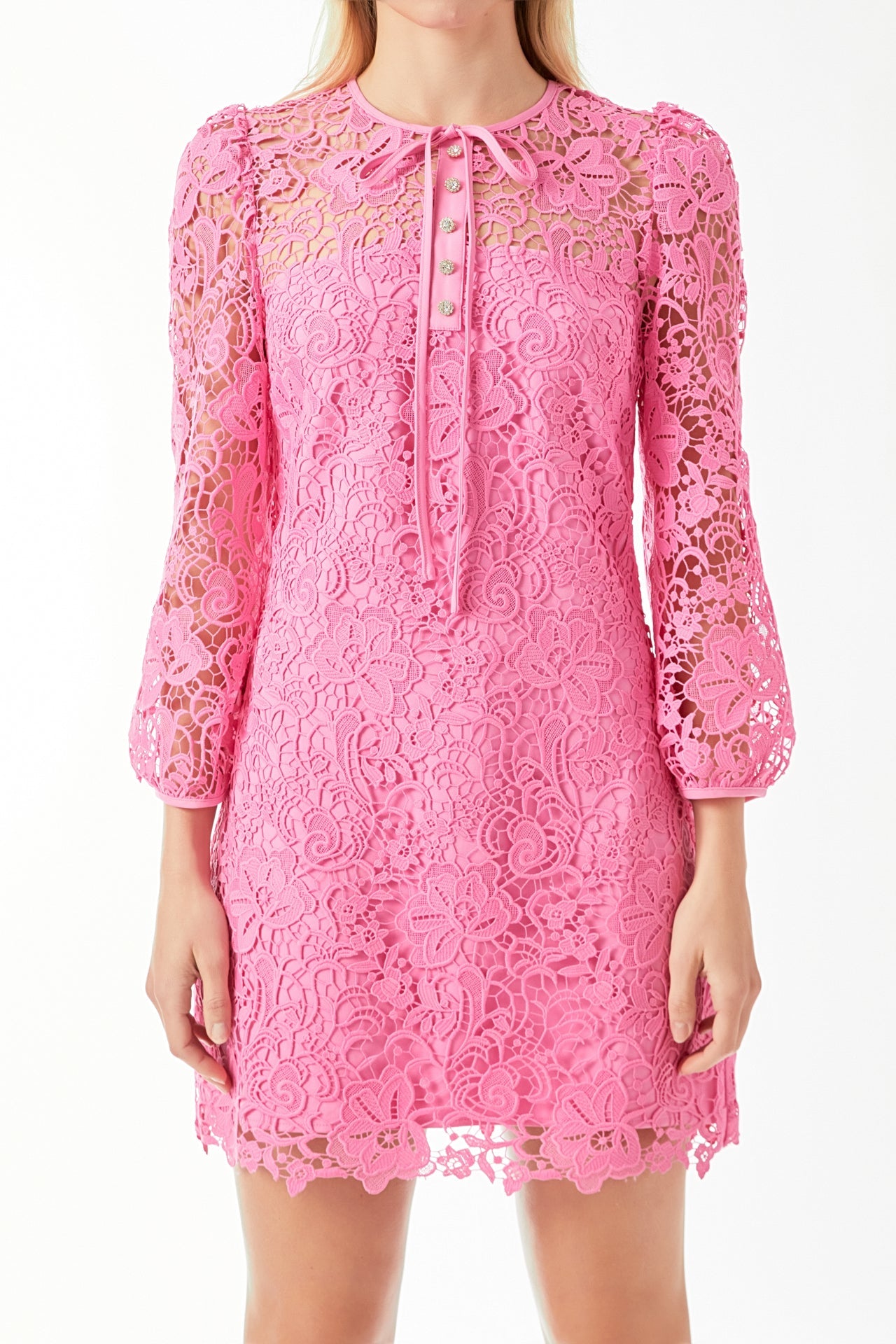 Aubree Lace Mini Dress in Pink by endless rose 