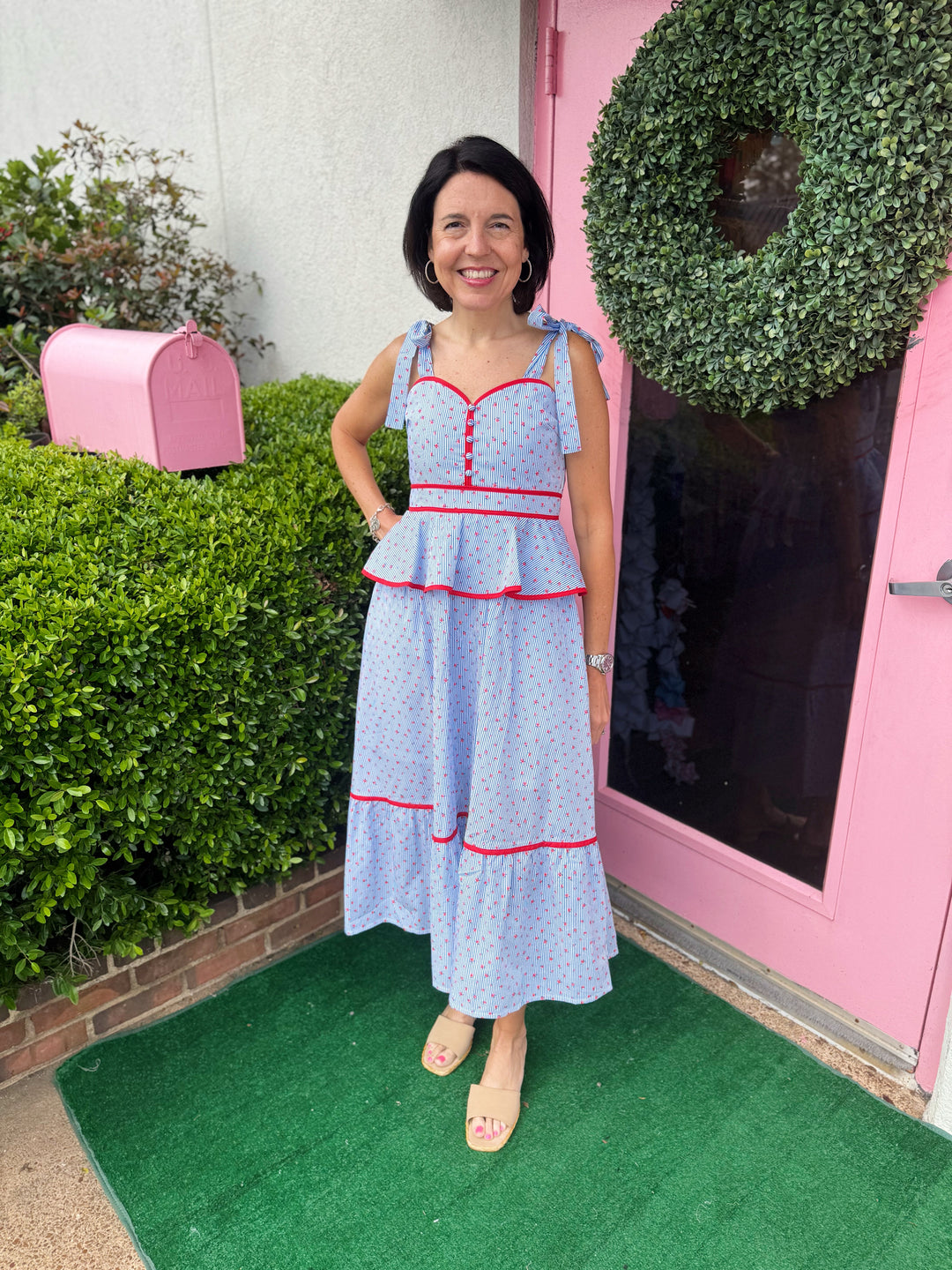 Lucie Peplum Waist Midi Dress