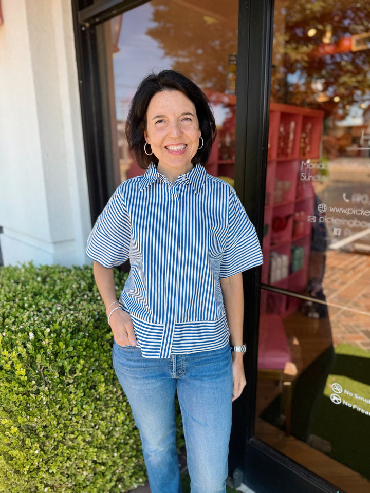 Martha Blue Stripe Top