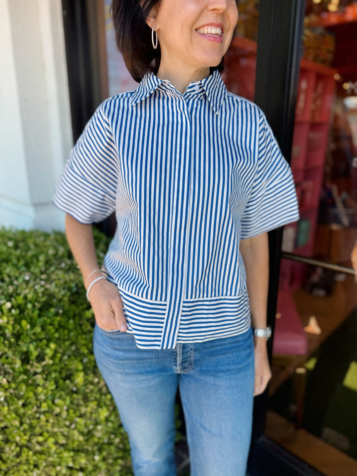 Martha Blue Stripe Top