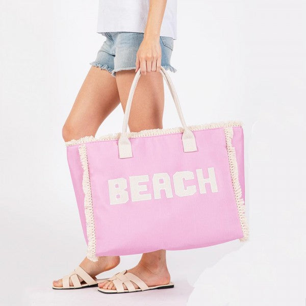 Canvas Tote Bag with "BEACH"