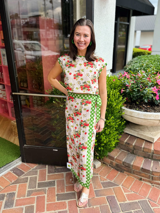 Winnifred Skirt in Strawberry Garden by Elizabeth James the Label