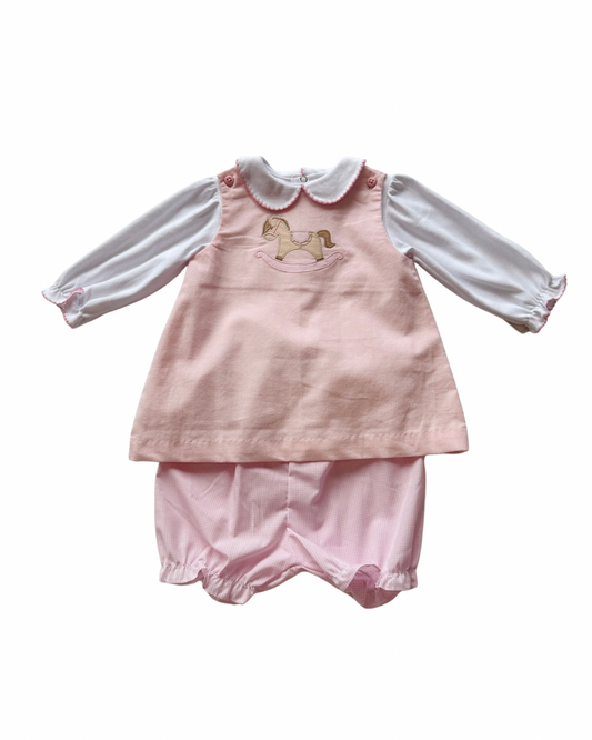 Rocking Horse Pink Jumper with White Shirt