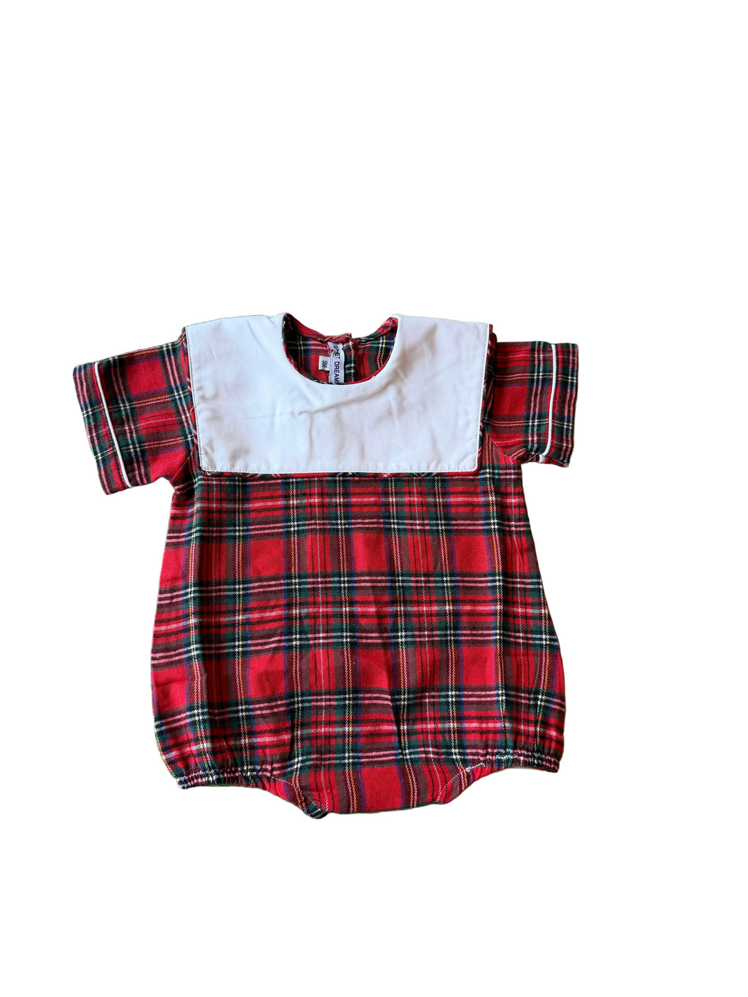Tartan Plaid White Bib Collar Bubble