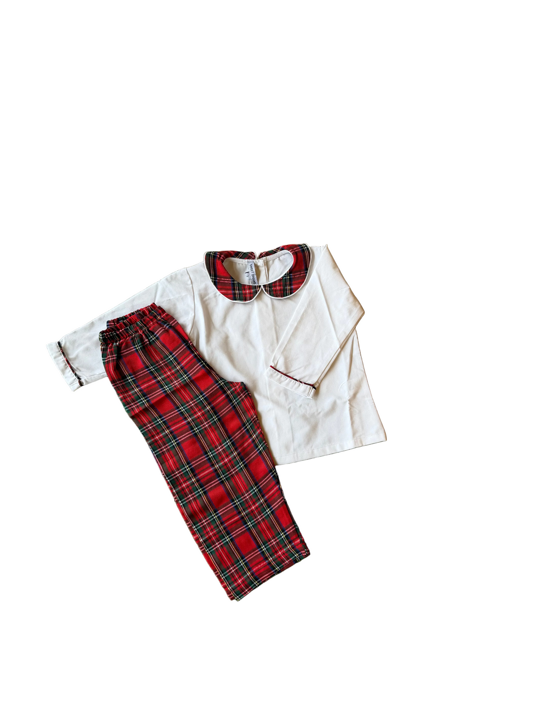 White/Tartan Plaid Boy Pant Set