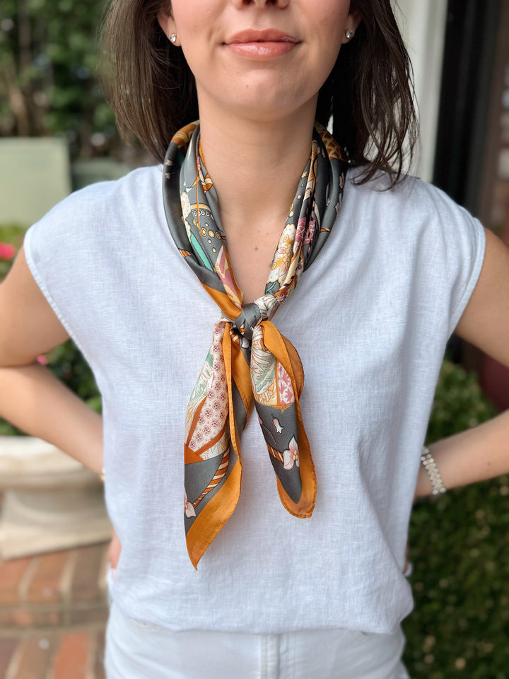 Hot Air Balloon Printed Silky Scarf