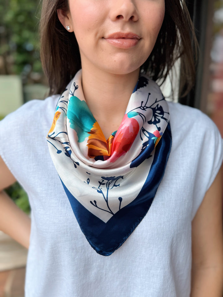 Floral Printed Silky Scarf