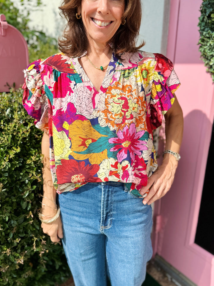 Paige Floral Flutter Top