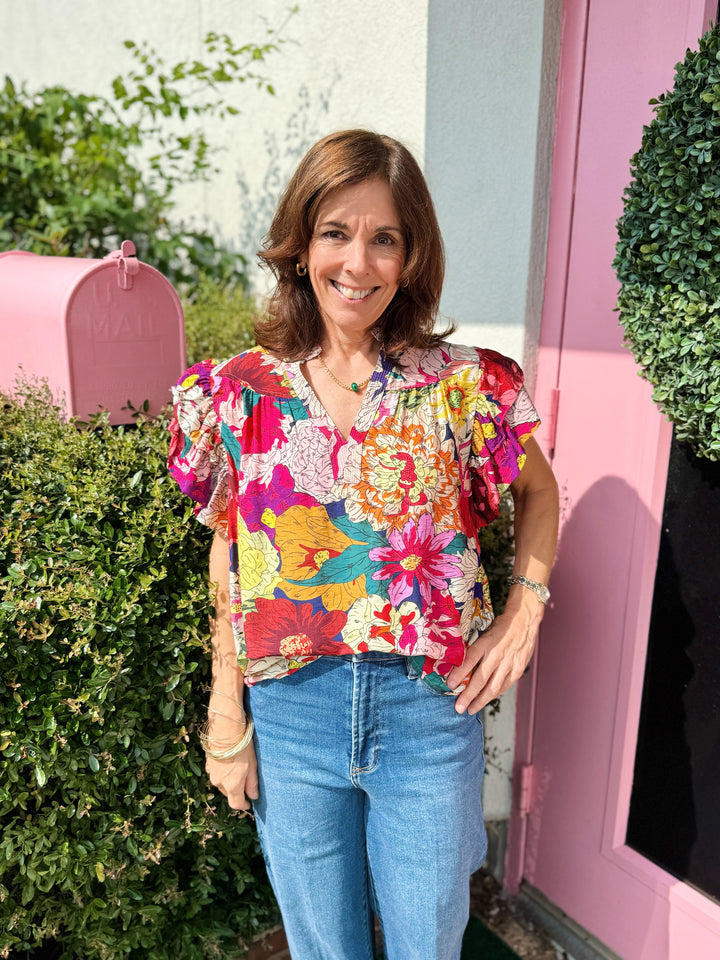Paige Floral Flutter Top