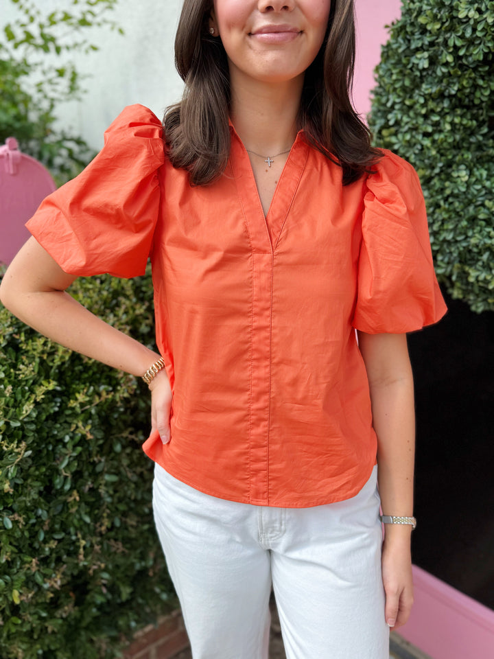 Bubble Sleeve Blouse Top